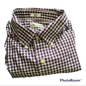 Peter Millar Casual Button Down Shirt Size XL 100% Cotton Purple Pattern